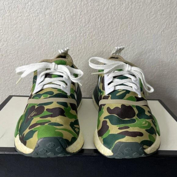 Adidas NMD R1 Bape BA7326 Olive Camo Running Shoes Sneakers Lace